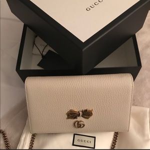 Authentic Gucci mini marmont chain bag with bow